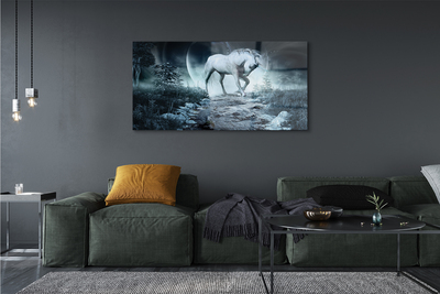 Steklena slika Forest unicorn luna