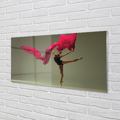 Steklena slika Balerina roza materiala
