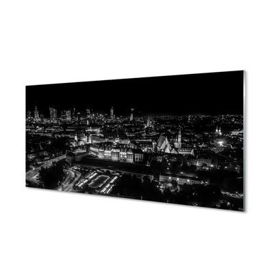 Steklena slika Nočna panorama varšava nebotičnikov
