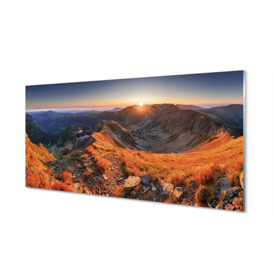 Steklena slika Mountain sunset