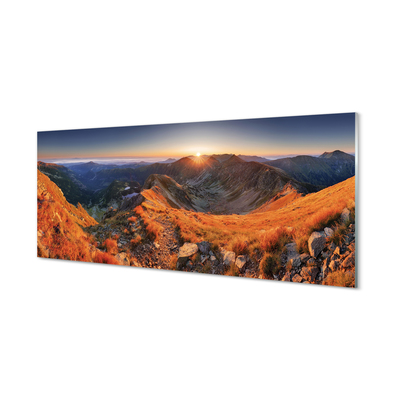 Steklena slika Mountain sunset