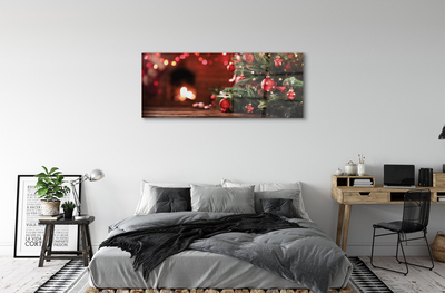 Steklena slika Božično drevo baubles luči darila