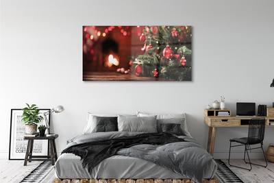 Steklena slika Božično drevo baubles luči darila