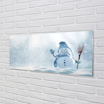 Steklena slika Snežak sneg