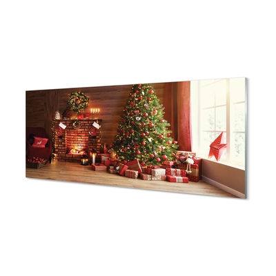 Steklena slika Kamin darila božična drevesa luči