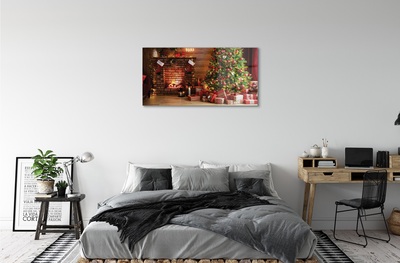 Steklena slika Kamin darila božična drevesa luči