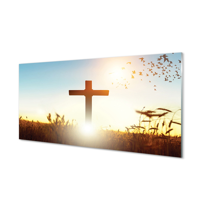 Steklena slika Cross polje sonce