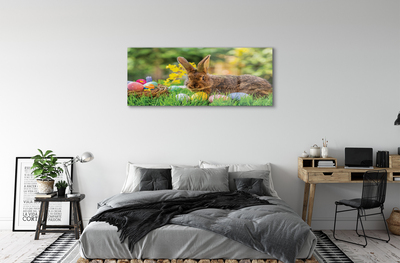 Steklena slika Rabbit jajca travnik