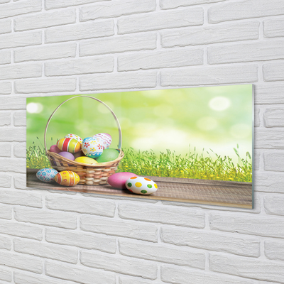 Steklena slika Košarica jajce travnik