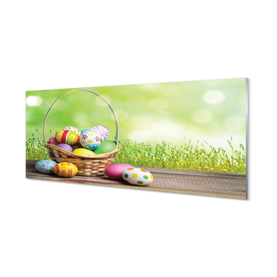 Steklena slika Košarica jajce travnik