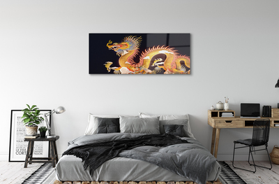 Steklena slika Golden japonski dragon