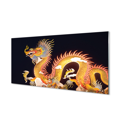 Steklena slika Golden japonski dragon