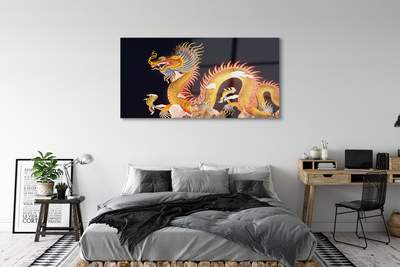 Steklena slika Golden japonski dragon