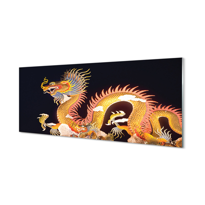 Steklena slika Golden japonski dragon