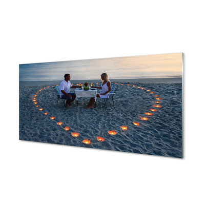Slika na steklu Srce s parom sveče morja