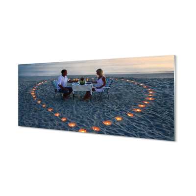 Slika na steklu Srce s parom sveče morja