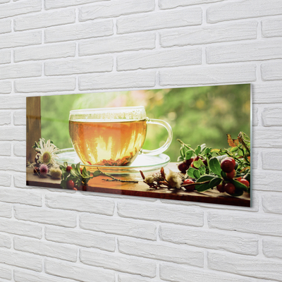 Slika na steklu Čaj zelišča vroče