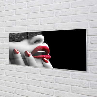 Slika na steklu Ženska ustnice nohti