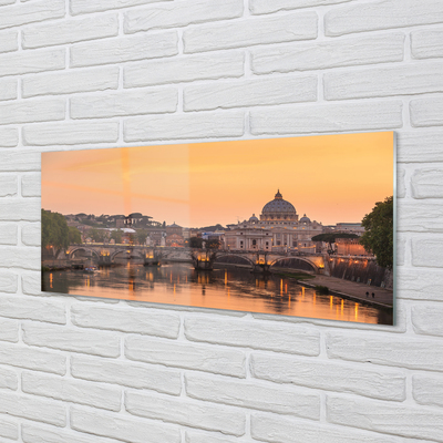 Steklena slika Reka rim sunset mostov stavb