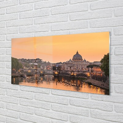 Steklena slika Reka rim sunset mostov stavb