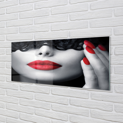 Slika na steklu Rdeče ustnice ženska
