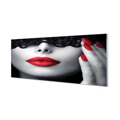 Slika na steklu Rdeče ustnice ženska