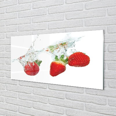 Slika na steklu Water strawberry belo ozadje