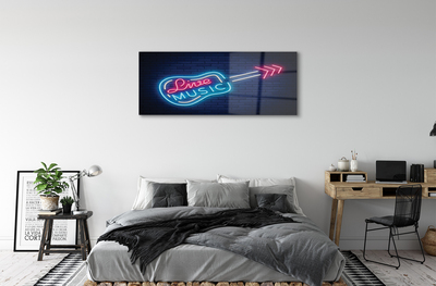 Slika na steklu Kitara neonska reklama