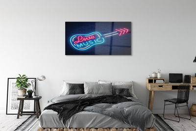 Slika na steklu Kitara neonska reklama
