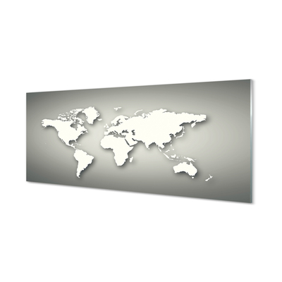 Steklena slika Sivo ozadje bela zemljevid