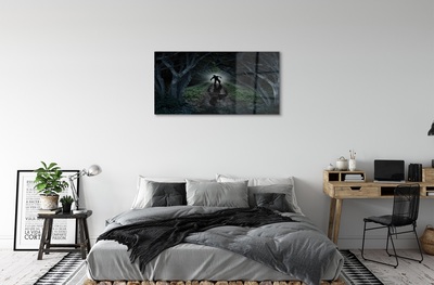 Steklena slika Obrazec dark gozd drevo