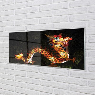 Steklena slika Japonski zmaj osvetljena