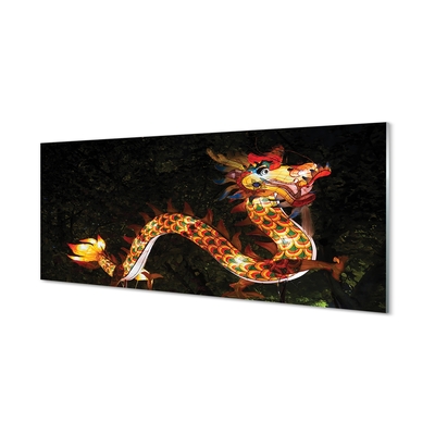 Steklena slika Japonski zmaj osvetljena