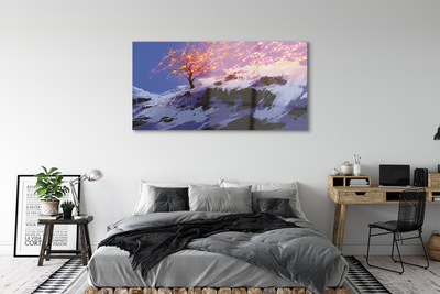Steklena slika Zimsko drevo vrh