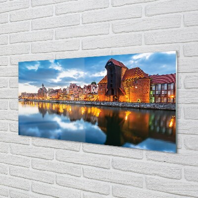 Steklena slika Gdansk reka stavbe