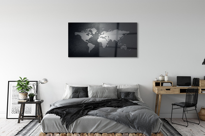 Steklena slika Črno ozadje bela zemljevid