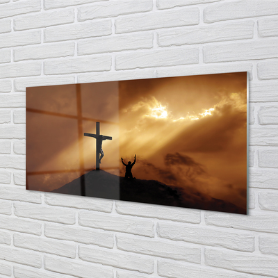 Steklena slika Jezus križ svetlobe