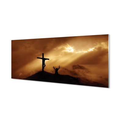 Steklena slika Jezus križ svetlobe