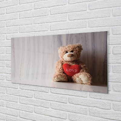 Slika na steklu Srce teddy bear