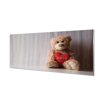 Slika na steklu Srce teddy bear