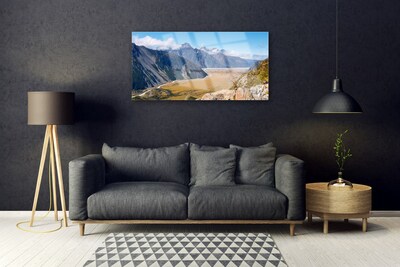 Steklena slika Mountain valley landscape
