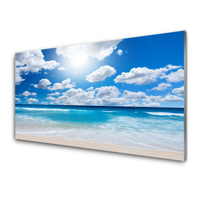 Steklena slika Oblaki landscape beach morje