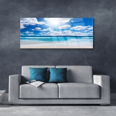 Steklena slika Oblaki landscape beach morje