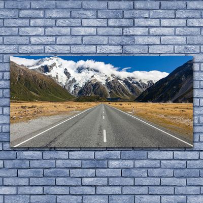 Steklena slika Snow mountain road landscape