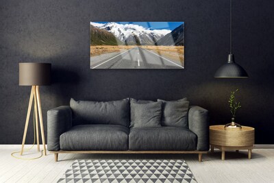 Steklena slika Snow mountain road landscape