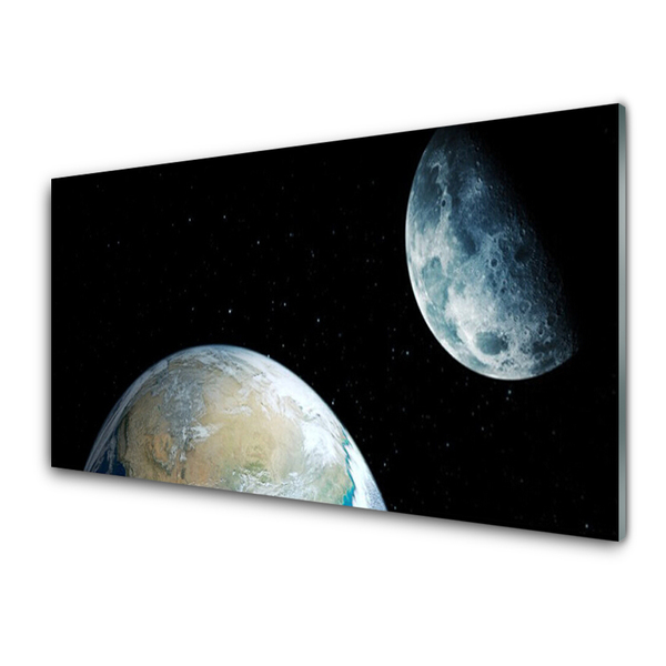 Steklena slika Zemlja moon vesolje