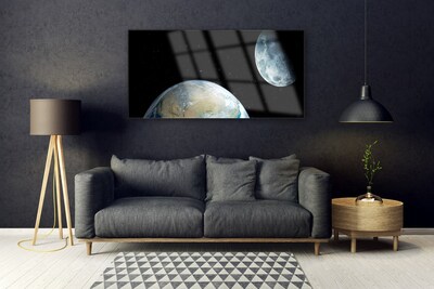 Steklena slika Zemlja moon vesolje