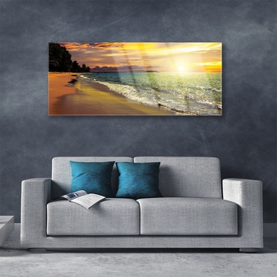 Steklena slika Sun beach sea landscape