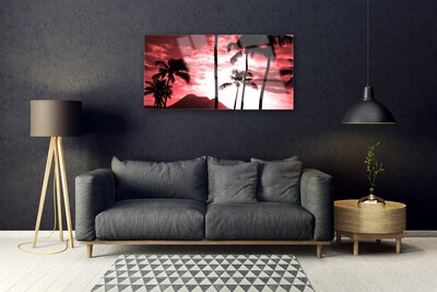 Steklena slika Top palm trees narava