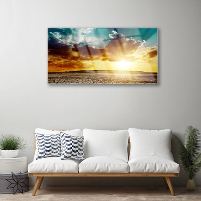 Steklena slika Sun desert landscape